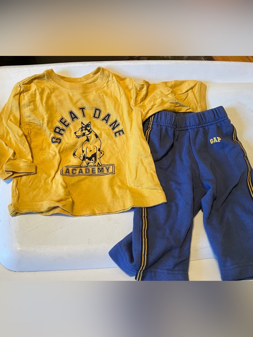 GAP Yellow Great Dane Academy Tee & Navy Joggers Set - Kids
